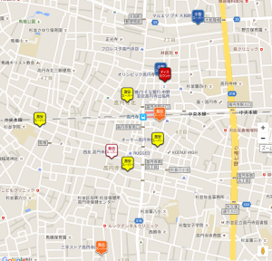 高円寺のスーパーマーケットマップ