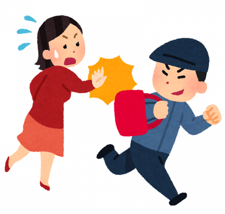 ひったくり被害にあう女性