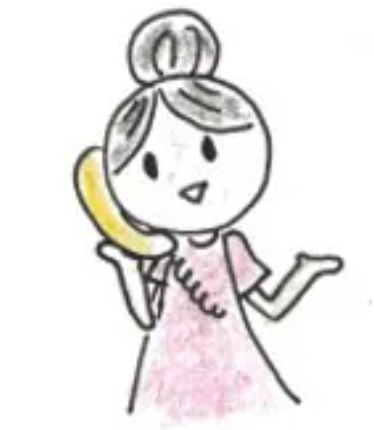 電話をしているまーるちゃん 女性 不動産屋