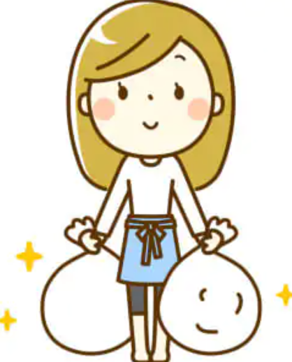 ゴミを持つ女性　ゴミ捨て　朝　時間