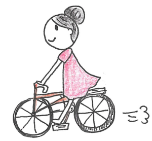 女の子が自転車に乗っている